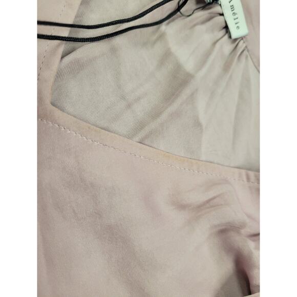 Maison d' Amelie NWT Tie Neck Dusty Pink Mauve Size XS 3/4 Sleeve Blouse Shirt - Picture 2 of 6
